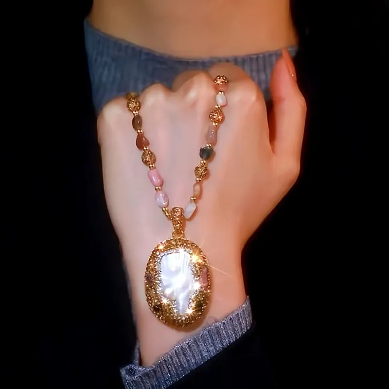 14K Gold-Plated Colorful Round Sweater Chain Necklace