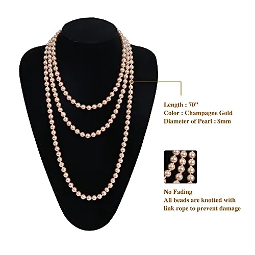 1920s Accessories for Women 1920s Headpiece Flapper Gloves Holder Pearl Necklace (100D)