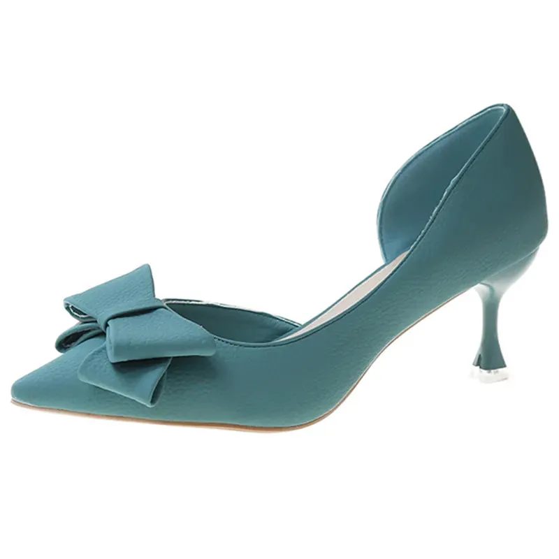 2023 New Bowknit Thin Heels Pumps Women Elegant Slip-On Party Shoes Woman Summer Pointed Toe Solid Color High Heels Shoes