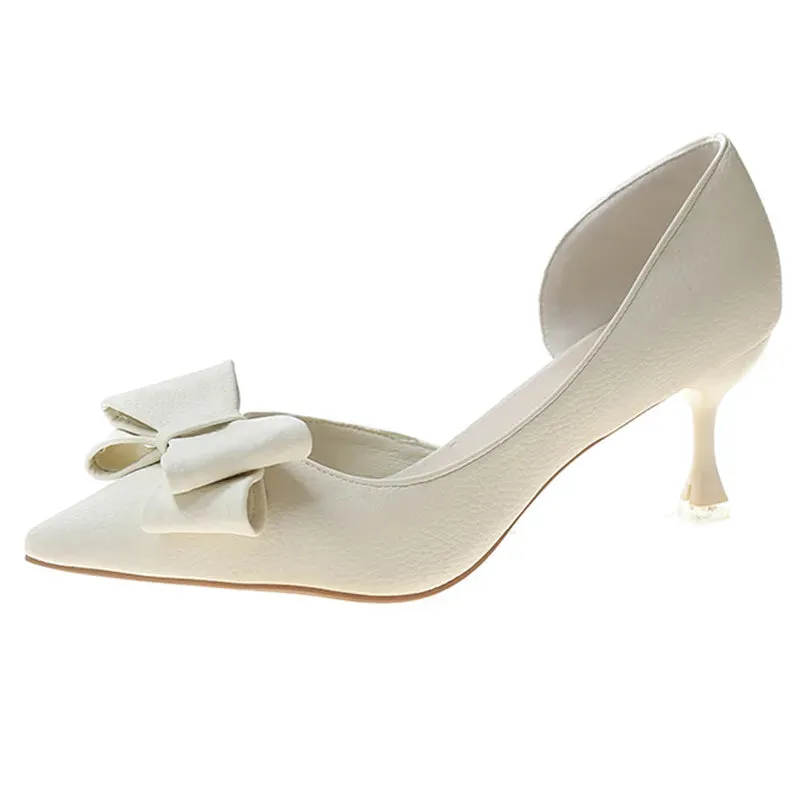 2023 New Bowknit Thin Heels Pumps Women Elegant Slip-On Party Shoes Woman Summer Pointed Toe Solid Color High Heels Shoes