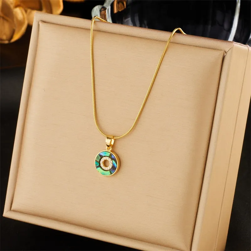 316L Stainless Steel Colorful Butterfly Heart Flowers Pendant Necklace For Women