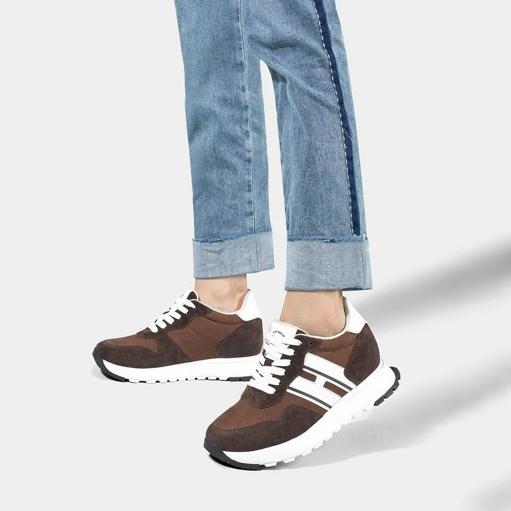 8 CM/3.15 Inches CMR CHAMARIPA Women's Tallest Elevator Sneakers in Coffee Suede