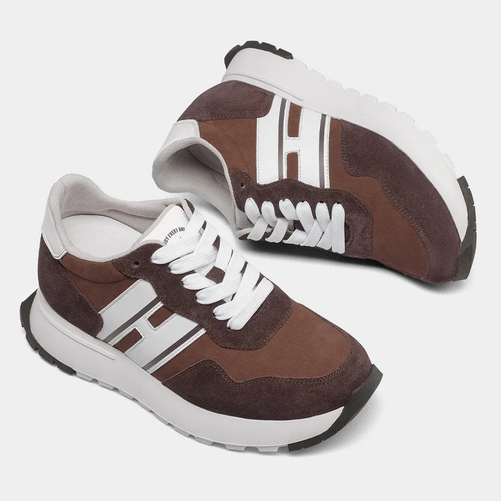 8 CM/3.15 Inches CMR CHAMARIPA Women's Tallest Elevator Sneakers in Coffee Suede