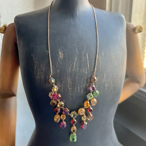 Antique Colored Stone Harlequin Necklace