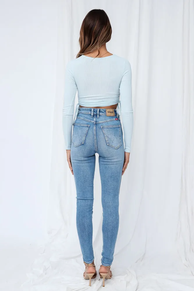 Baja Blossom Crop Top Sky Blue