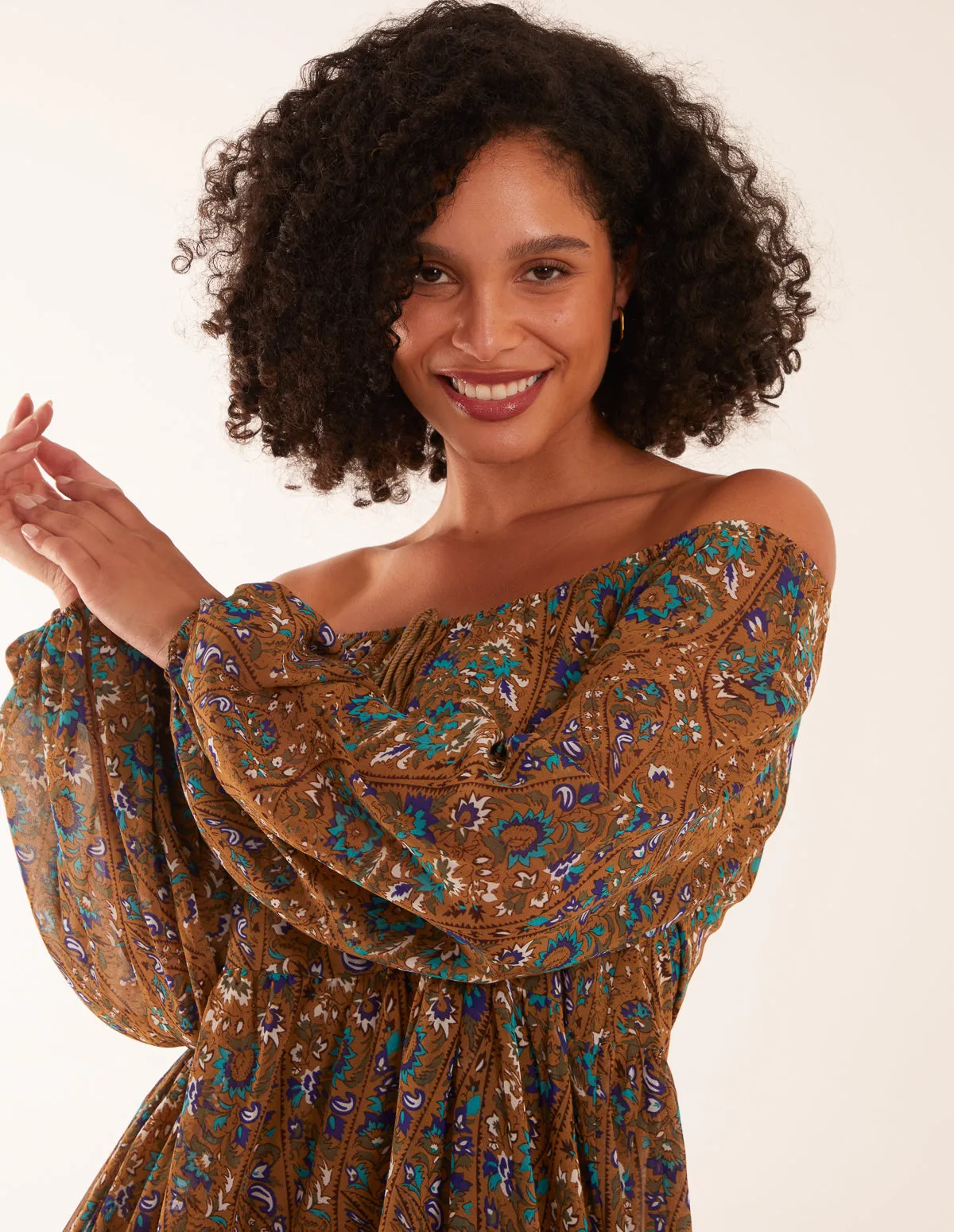 Bardot Neck Mini Trapeze Dress