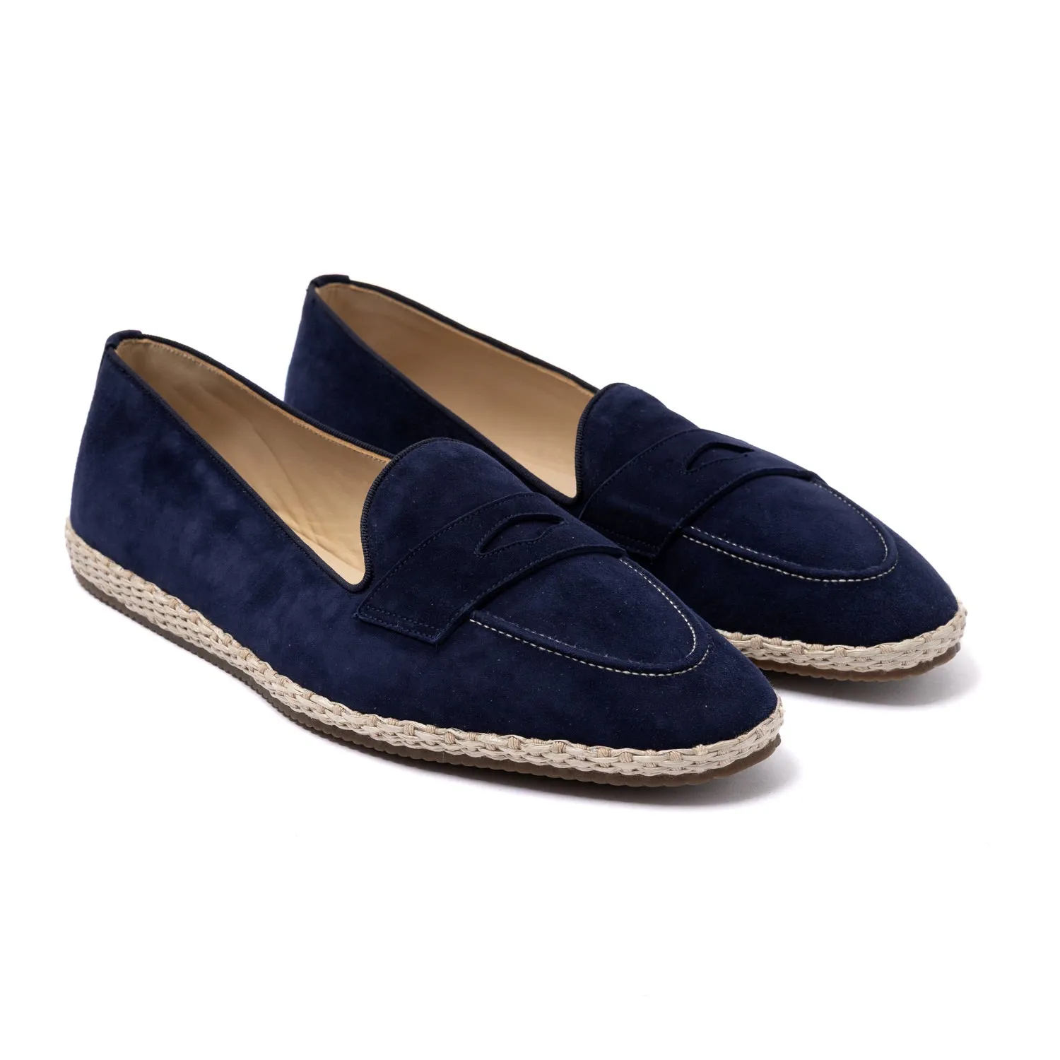 Baudoin & Lange x MJ: Banus-Loafer "Espadrille Luxe" aus Kalbsvelours - Handmade