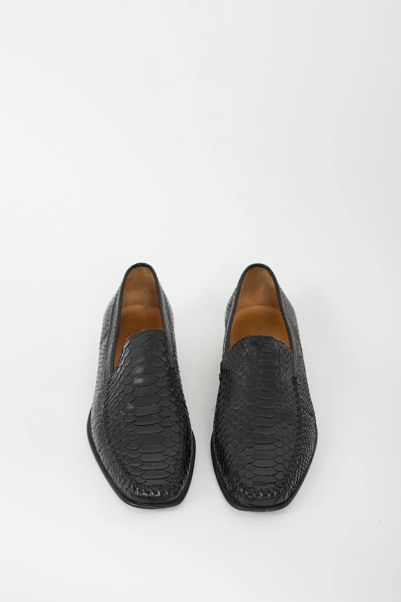 Black Textured Leather Loafer