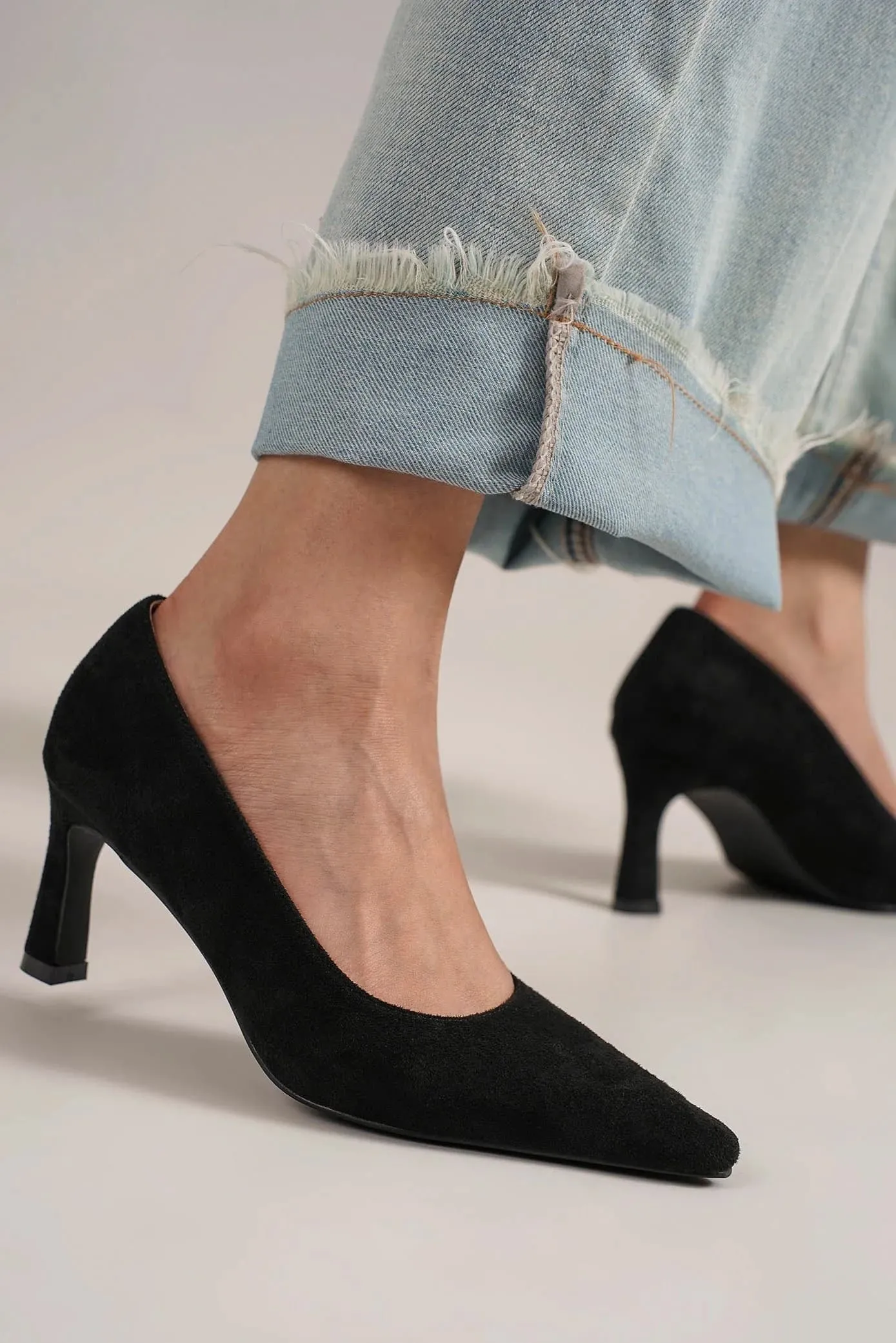 Black Vegan Suede Pumps
