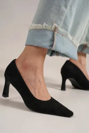 Black Vegan Suede Pumps