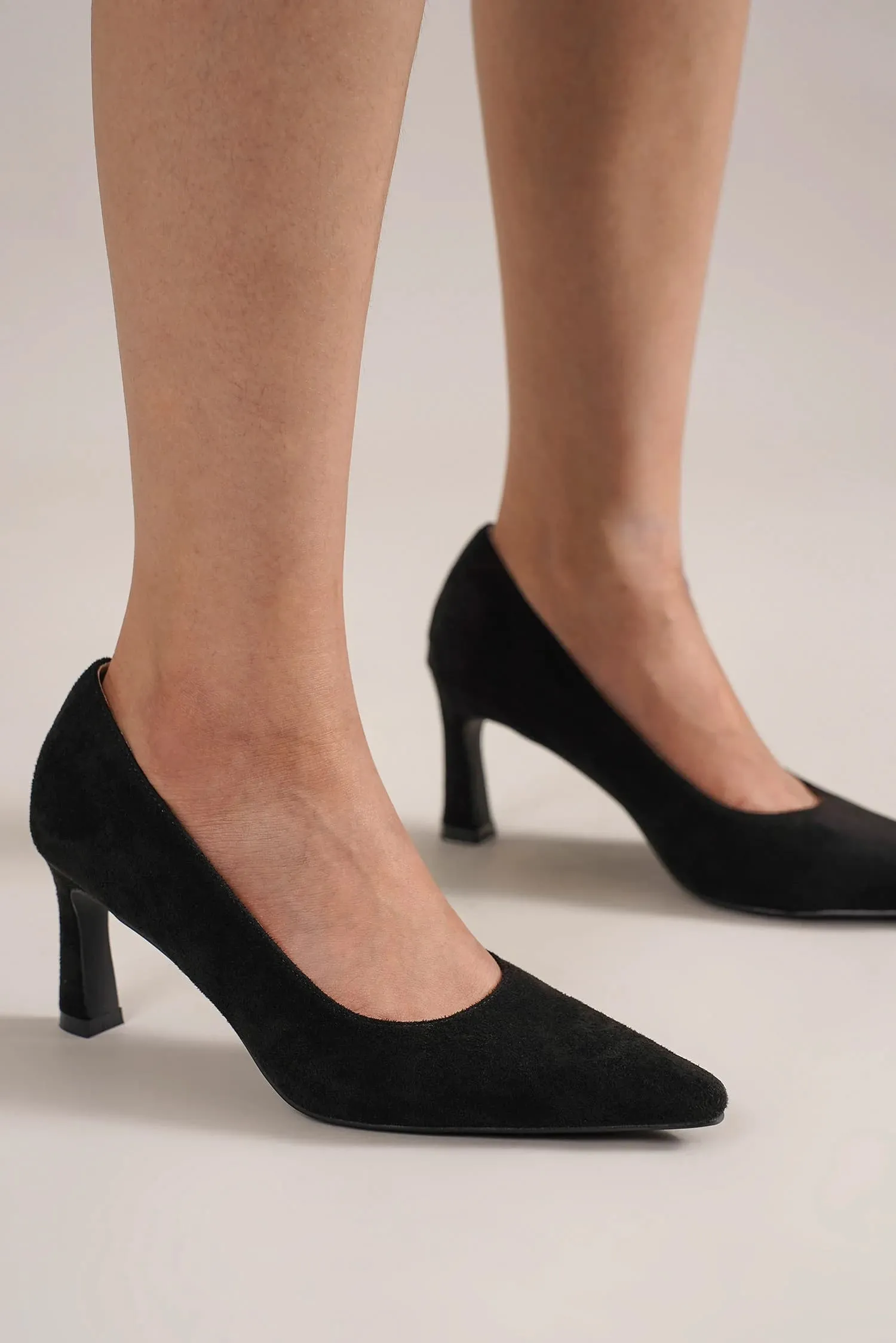 Black Vegan Suede Pumps