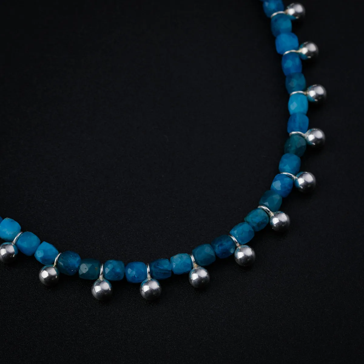 Blue Apatite Necklace with Silver Beads