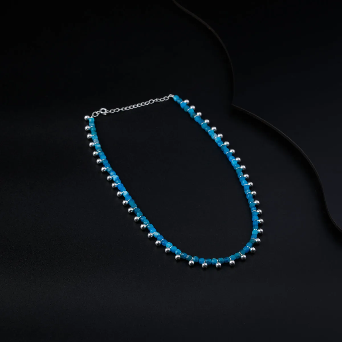Blue Apatite Necklace with Silver Beads