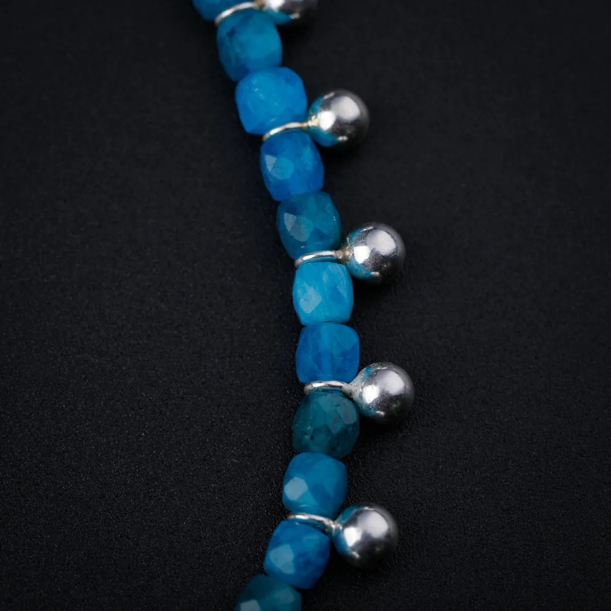 Blue Apatite Necklace with Silver Beads