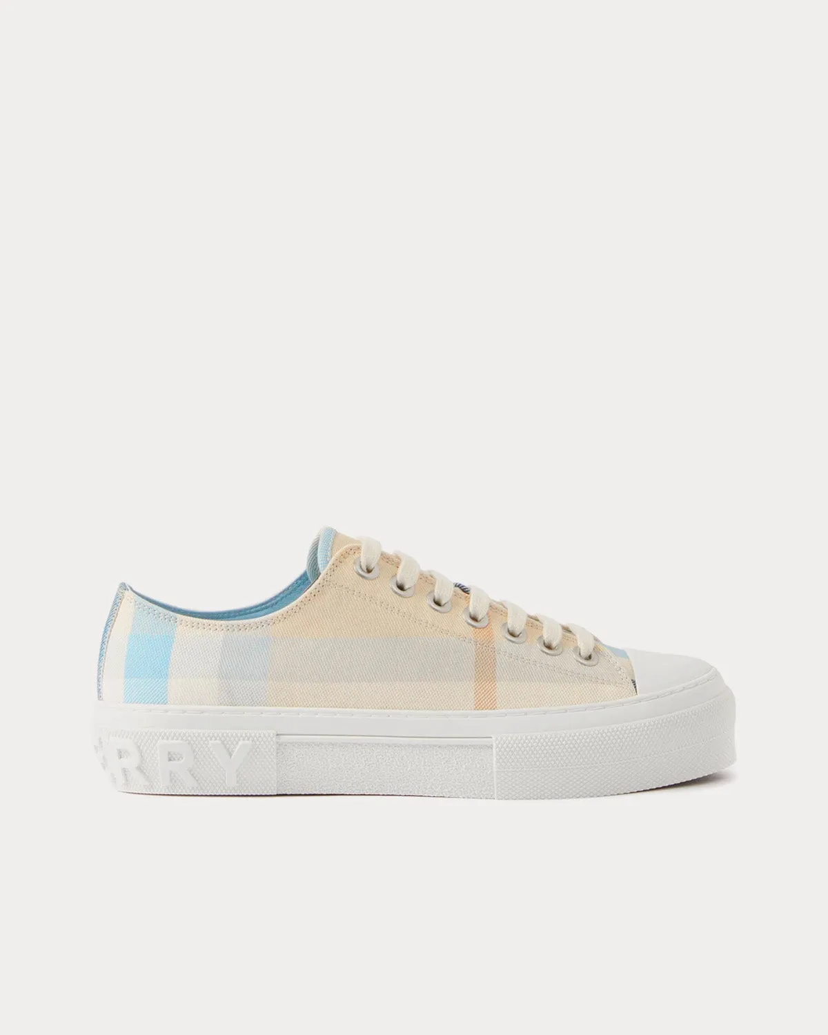 Check Cotton Soft Blue Low Top Sneakers