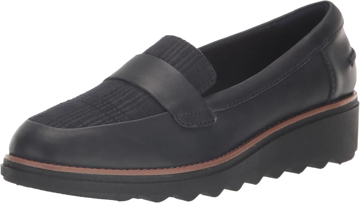Clarks Women's Sharon Gracie Loafer, Navy Combi Leather, 7.5 Wide