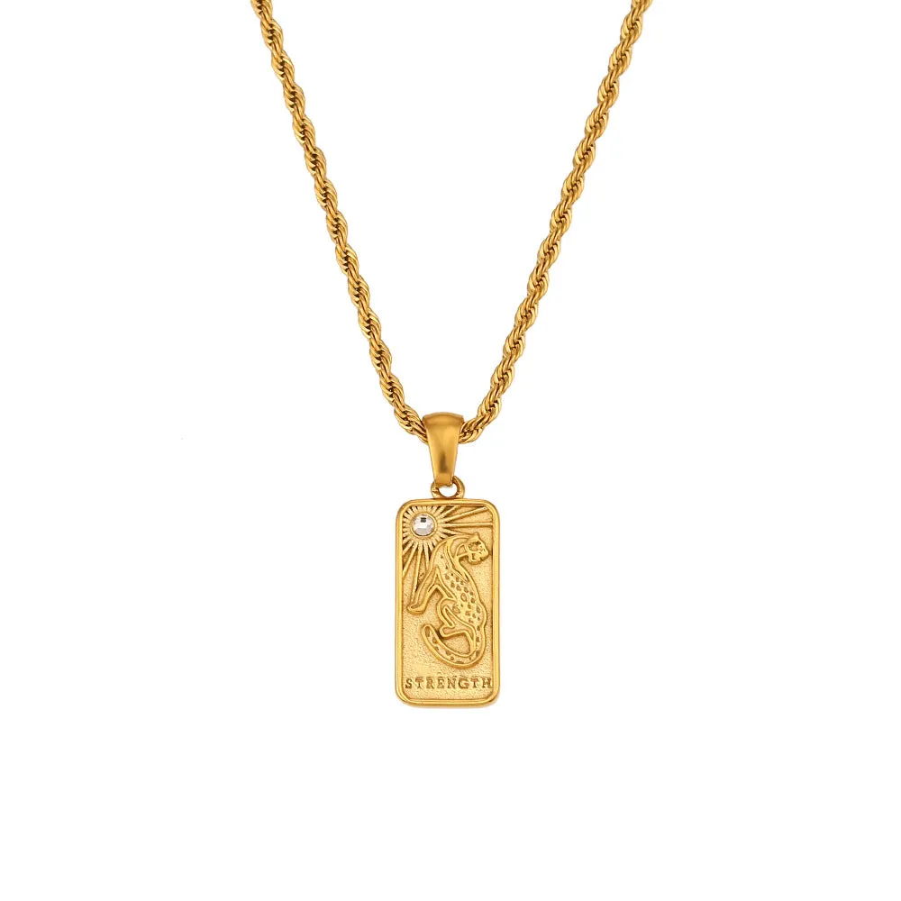 Colorful Enamel Zircon Tarot Cards Pendant Necklace