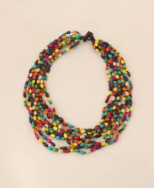 Colorful Multi Strand Boxwood Necklace