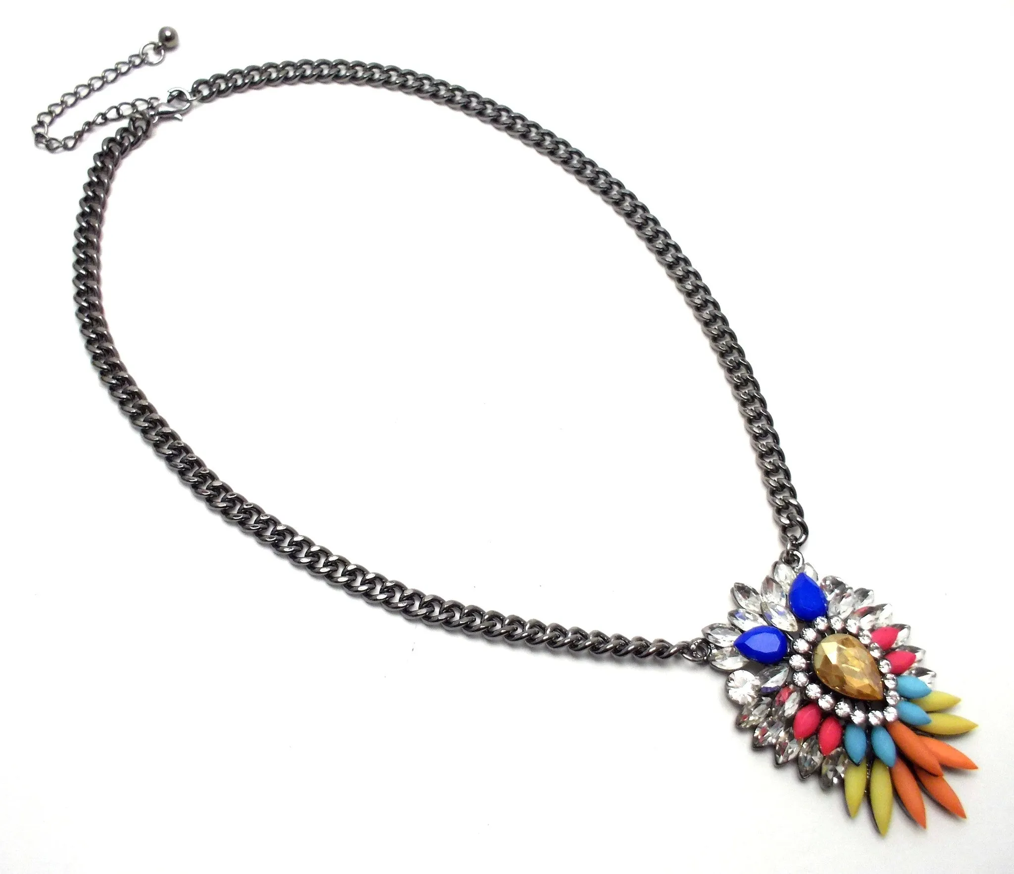 Colorful Sparkle Pendant Necklace- Yellow Multi