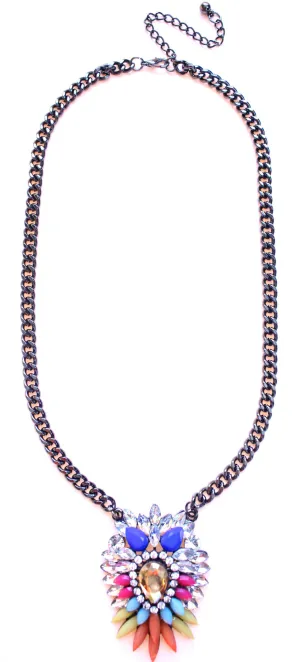 Colorful Sparkle Pendant Necklace- Yellow Multi