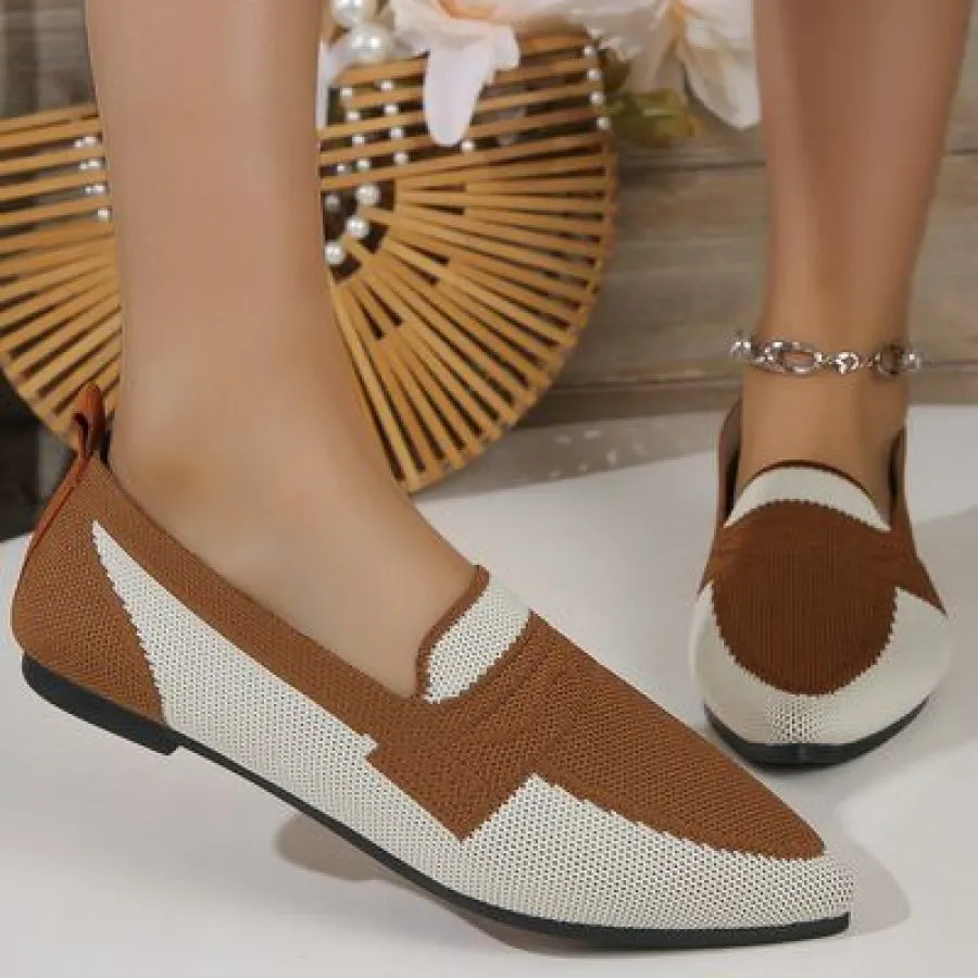 Contrast Mesh Point Toe Flat Slip-Ons