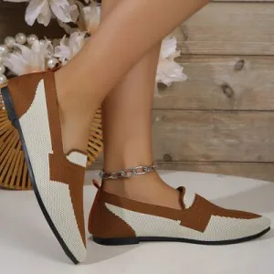 Contrast Mesh Point Toe Flat Slip-Ons