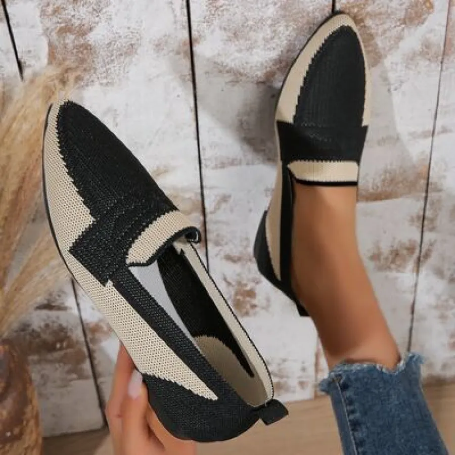 Contrast Mesh Point Toe Flat Slip-Ons