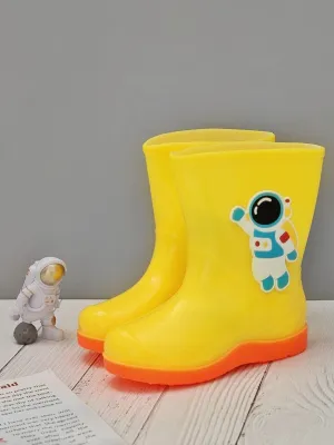 Cosmic Explorer Yellow Space Astronaut Rain Boots For Boys