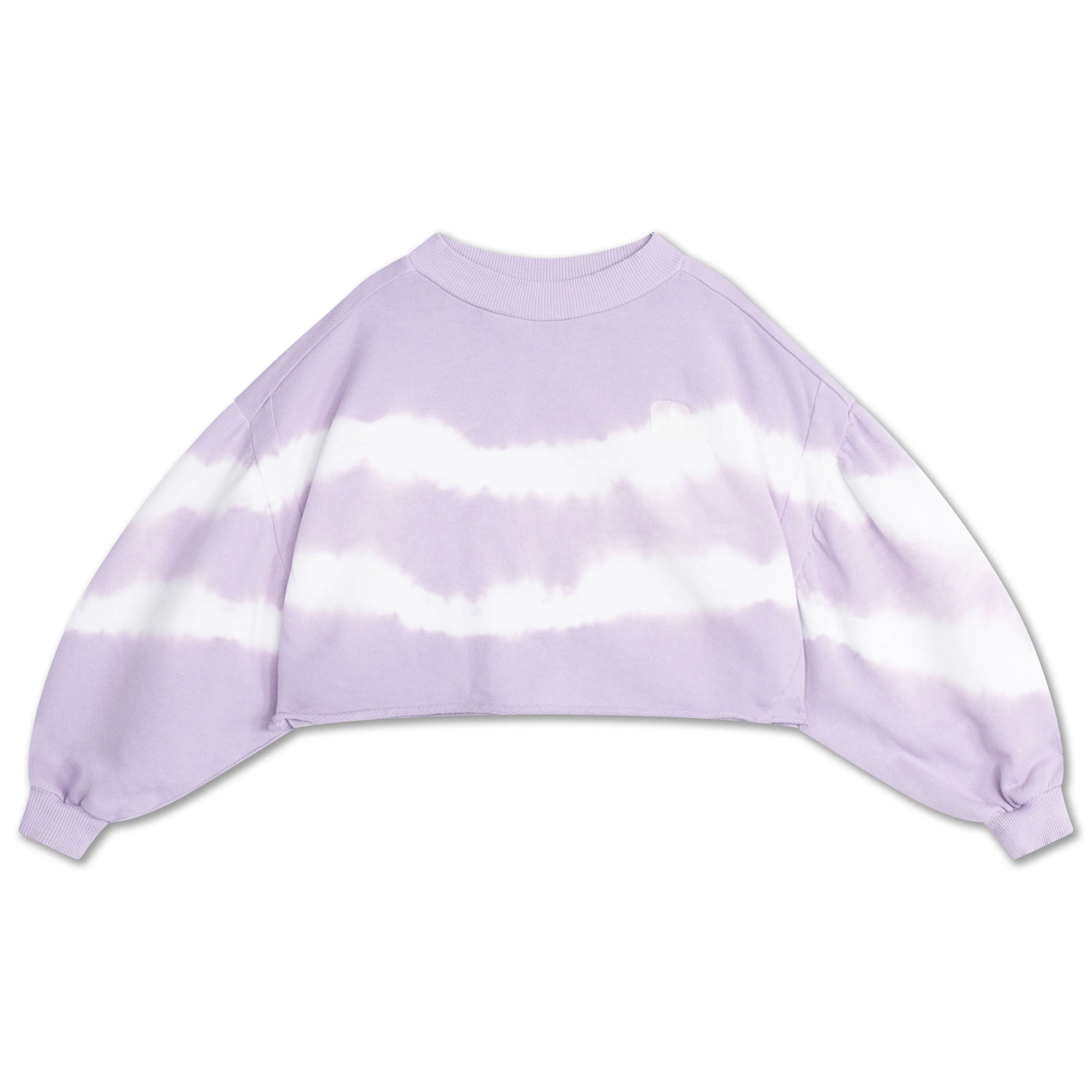 crop heart sweater - lavender fog tie dye