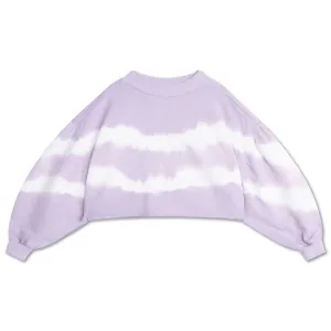crop heart sweater - lavender fog tie dye