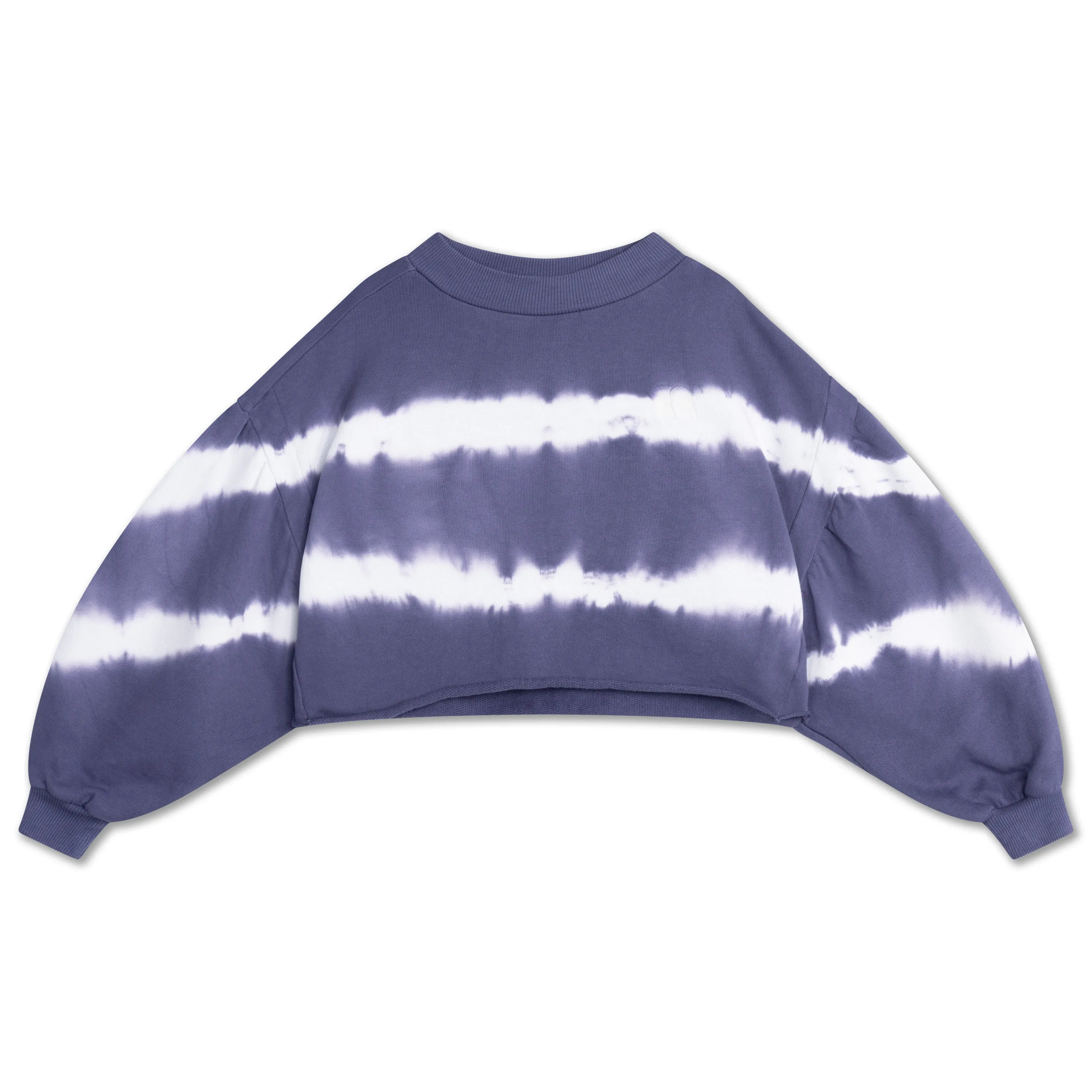 crop heart sweater - night shade blue tie dye