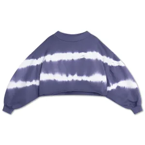 crop heart sweater - night shade blue tie dye