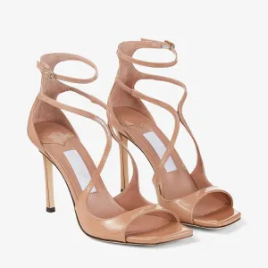 Cross Strap Pointed Toe Patent Leather Stiletto Sandals(Heel Height9.5cm)