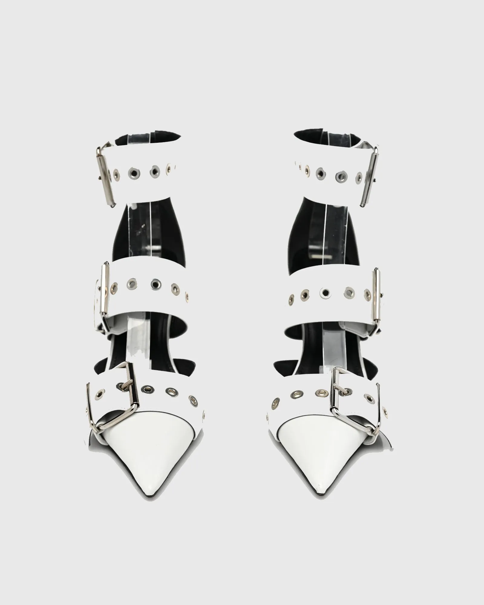 Diana Buckle Leather Pumps In White