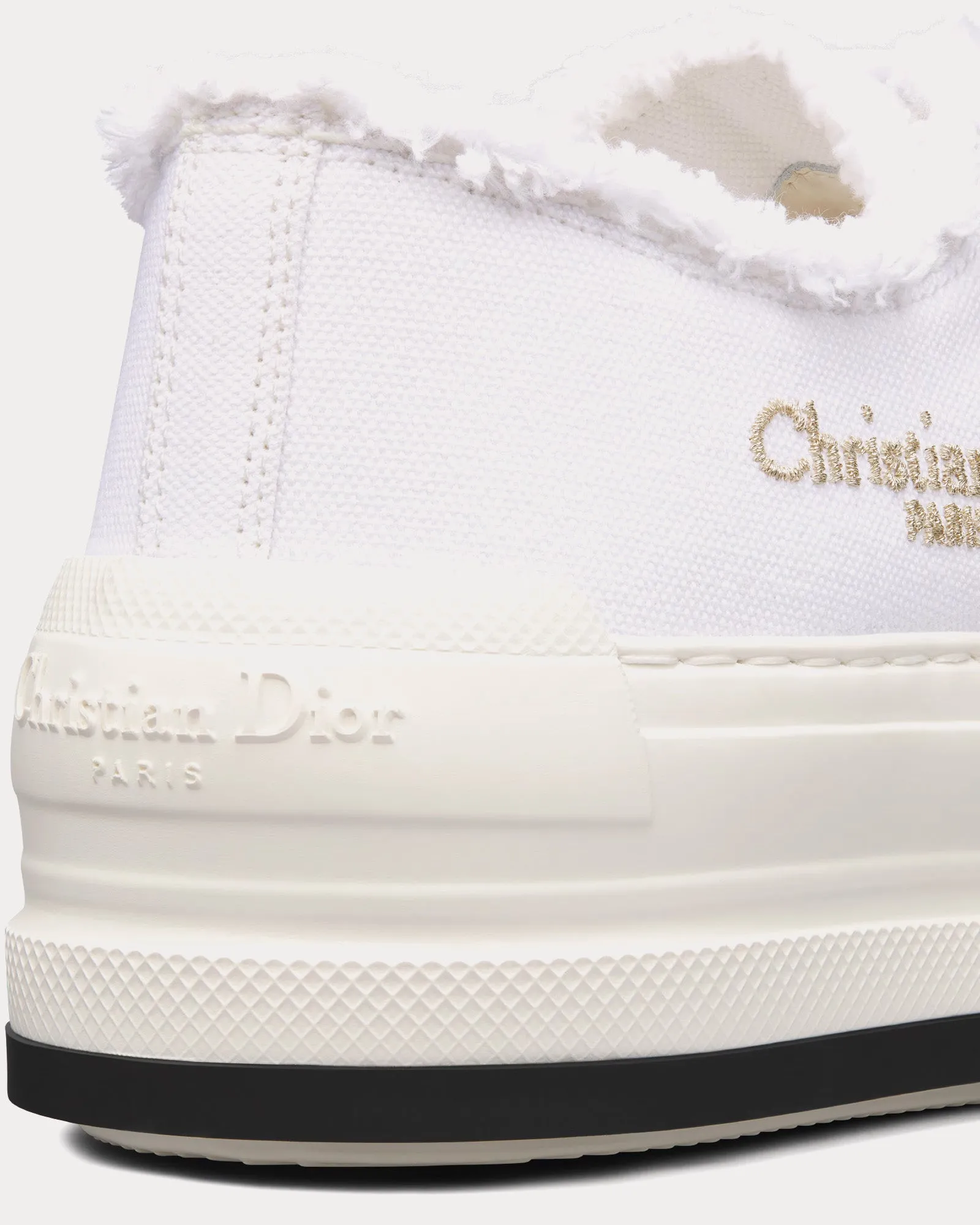Dioriviera Walk'n'Dior Platform White Fringed and Embroidered Cotton Canvas Low Top Sneakers