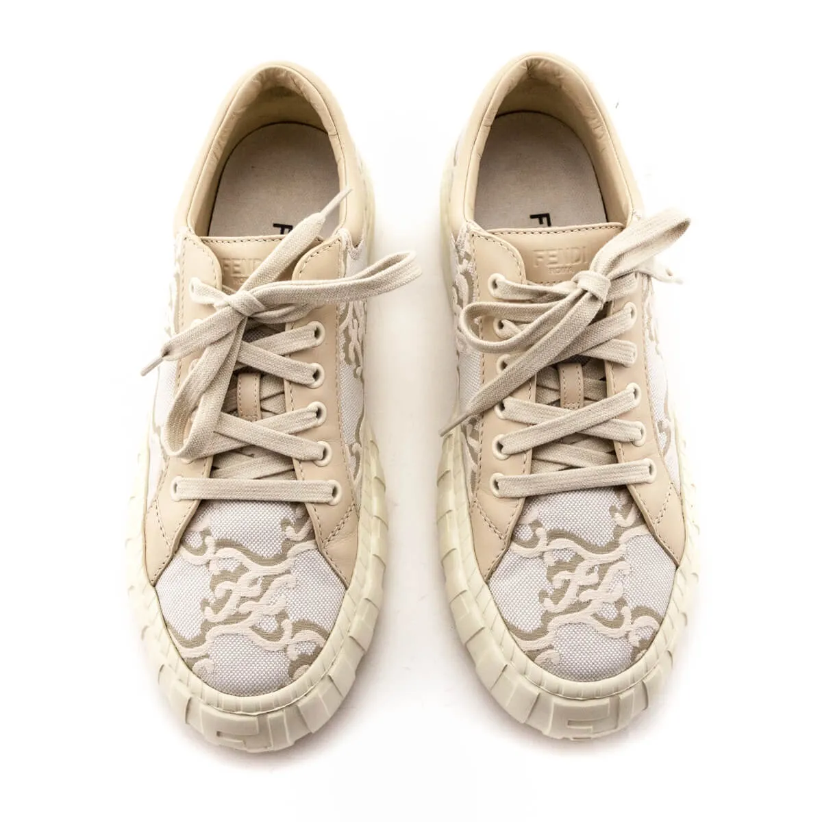 Fendi White FF Karligraphy Low Top Sneakers Size US 9 | EU 39