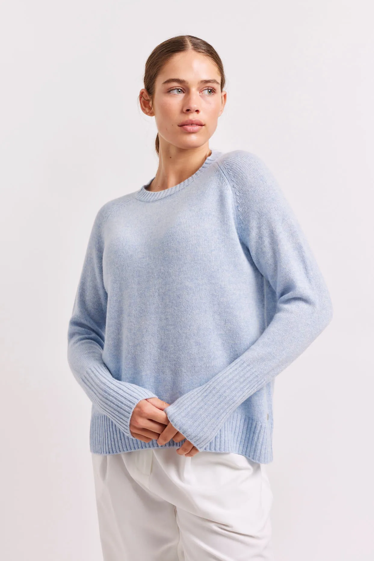Fifi Crew Cashmere Sweater in Water