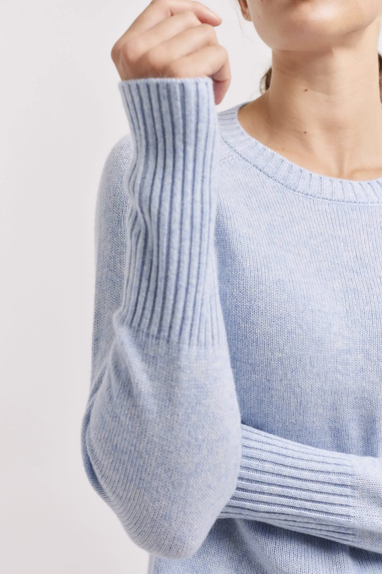 Fifi Crew Cashmere Sweater in Water