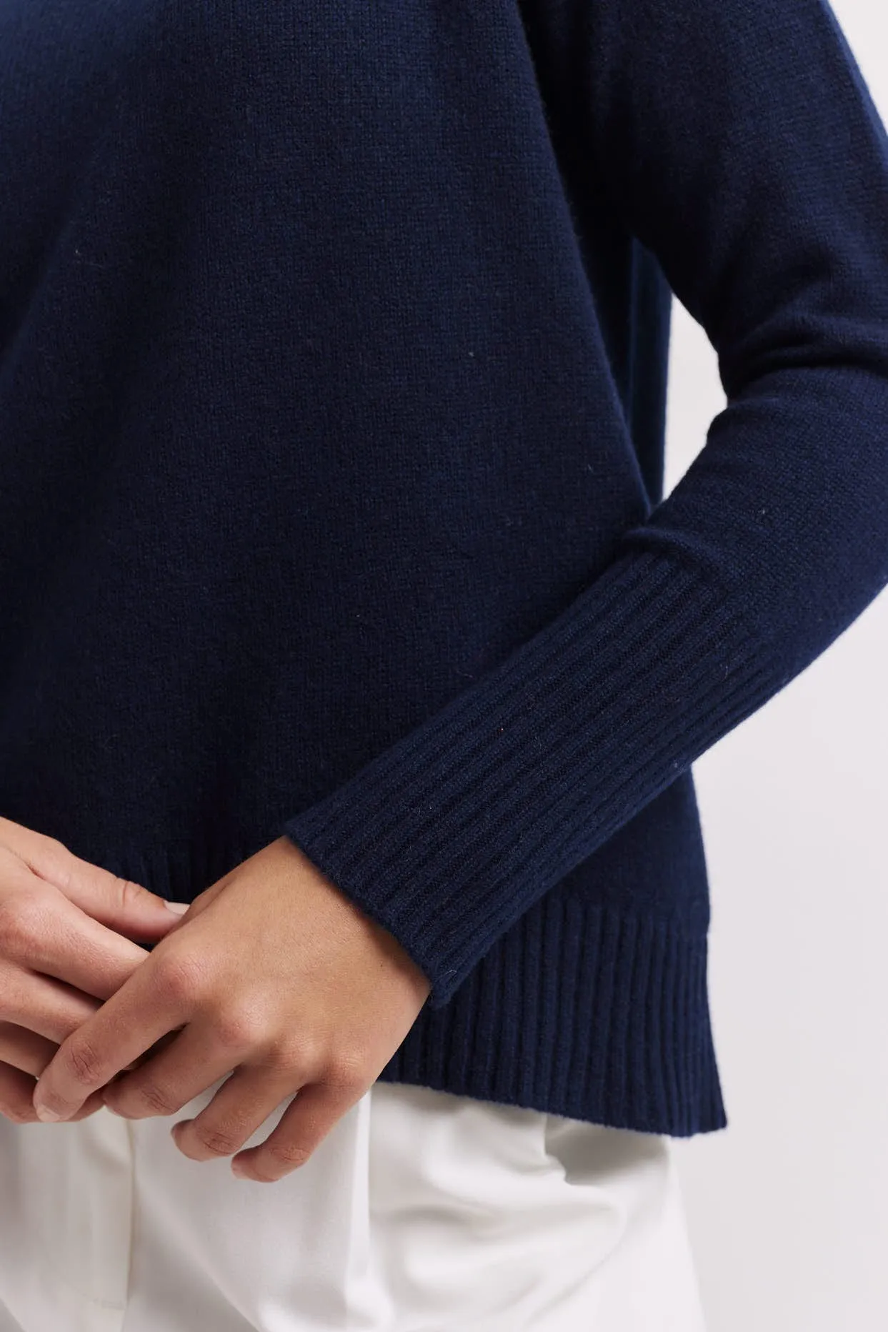 Fifi Polo Cashmere Sweater in Navy