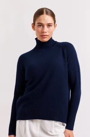 Fifi Polo Cashmere Sweater in Navy