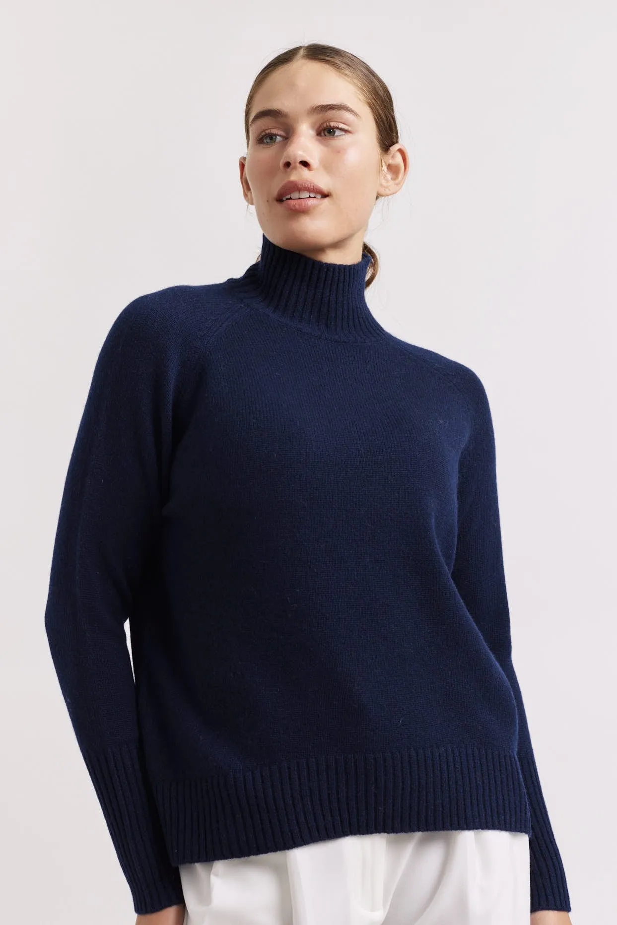 Fifi Polo Cashmere Sweater in Navy