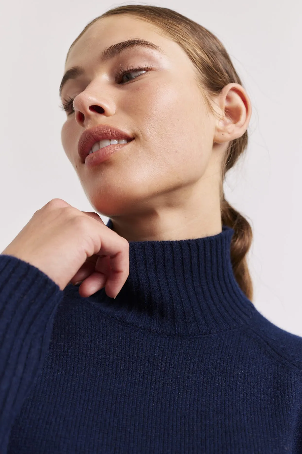 Fifi Polo Cashmere Sweater in Navy