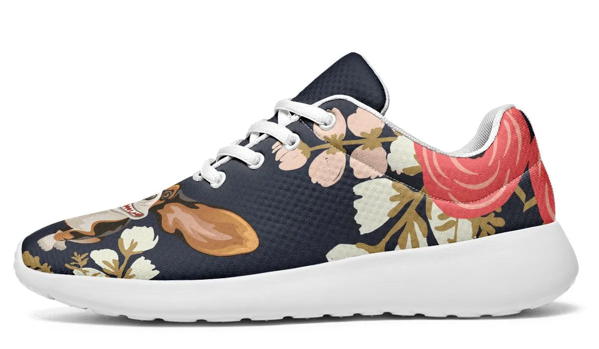 Floral Basset Hound Sneakers