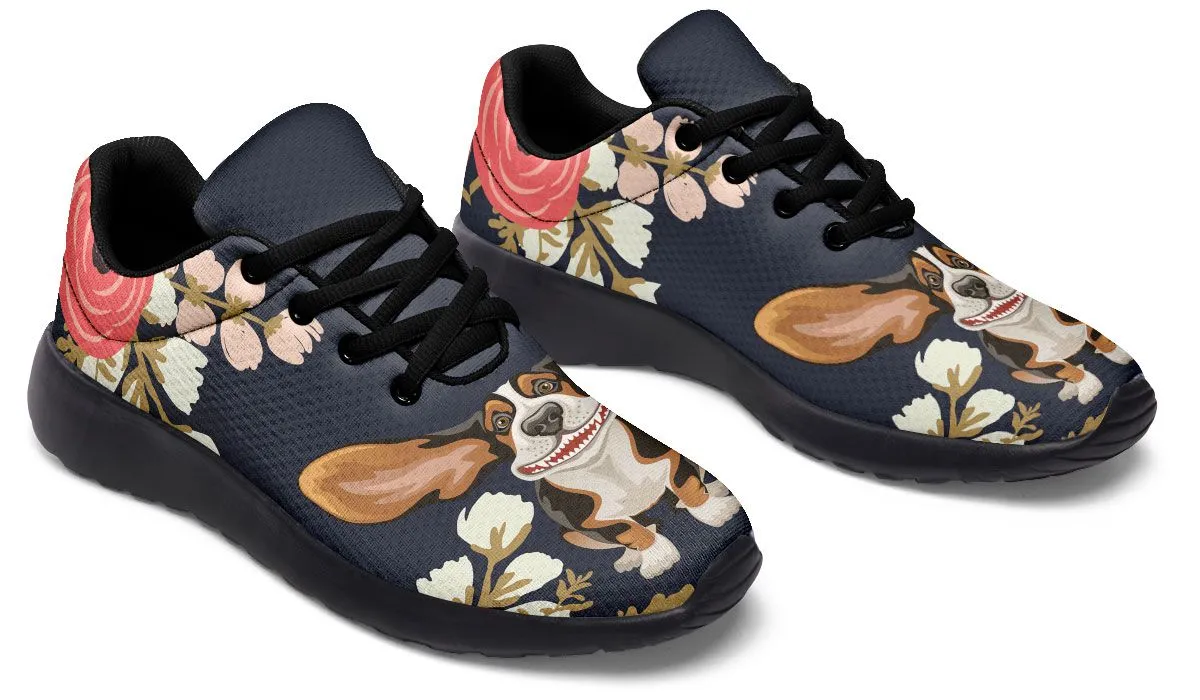 Floral Basset Hound Sneakers