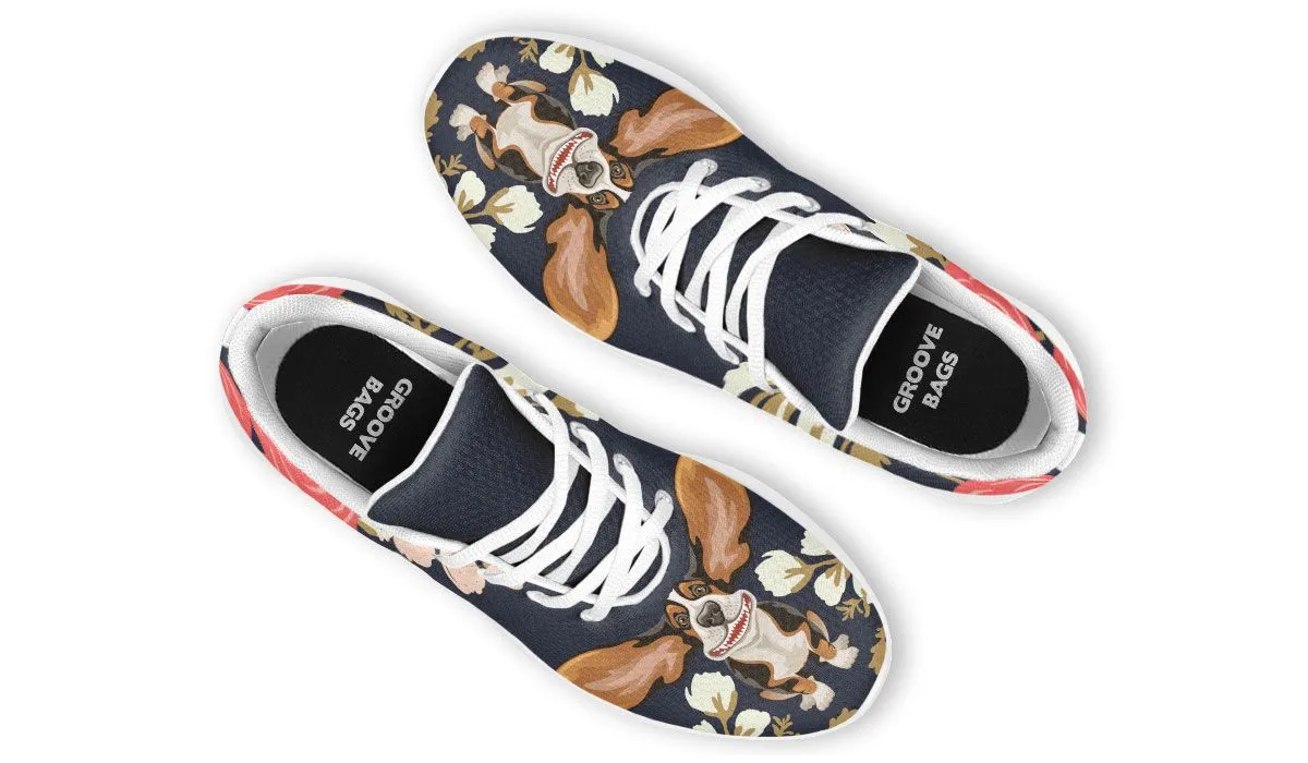 Floral Basset Hound Sneakers