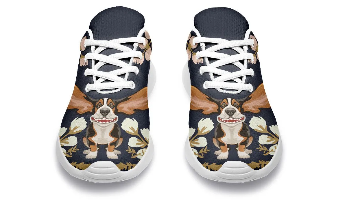 Floral Basset Hound Sneakers
