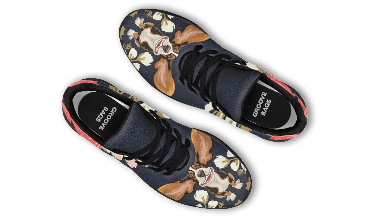 Floral Basset Hound Sneakers