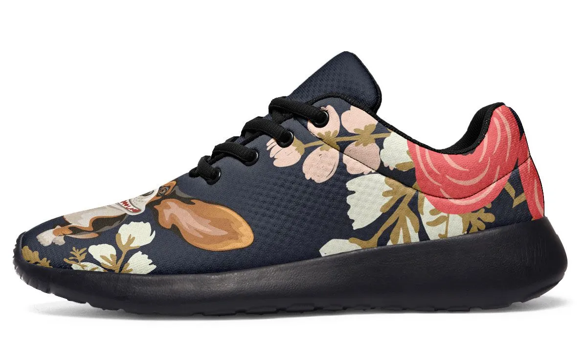 Floral Basset Hound Sneakers