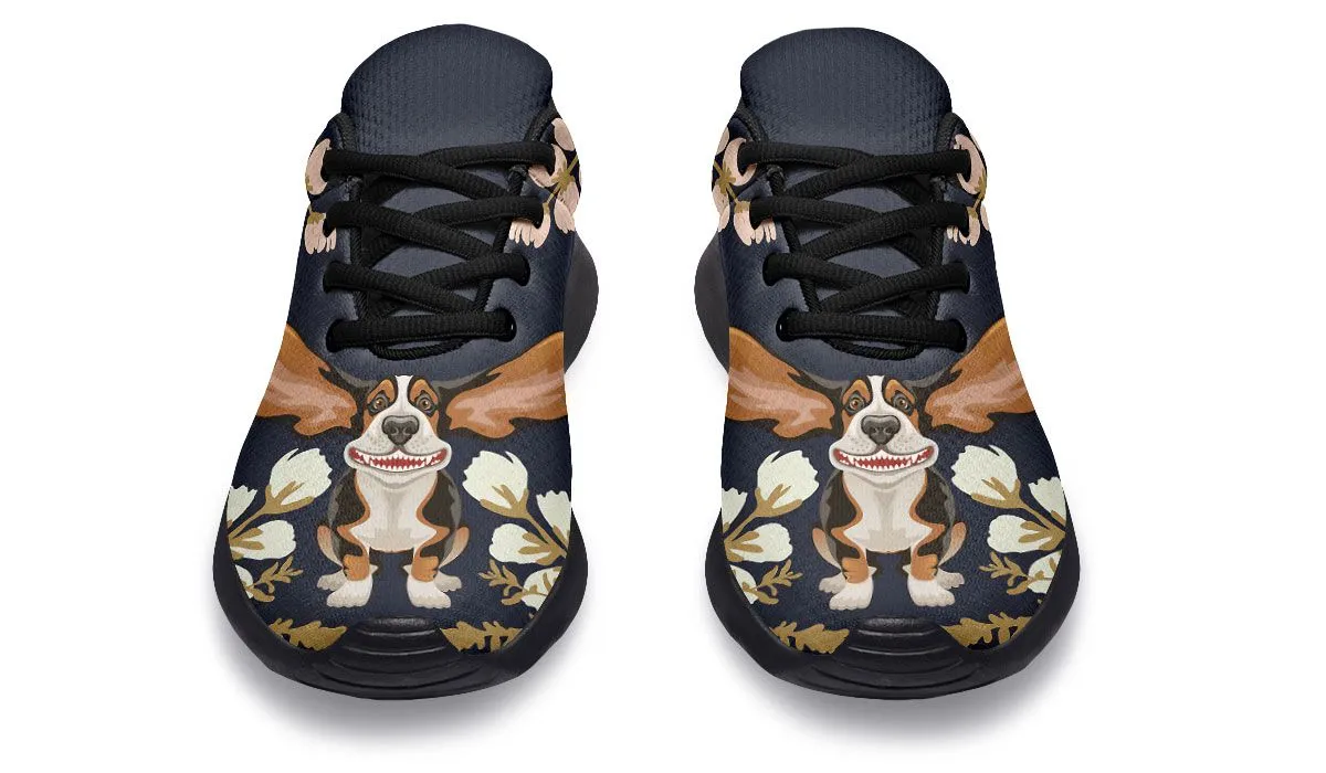 Floral Basset Hound Sneakers
