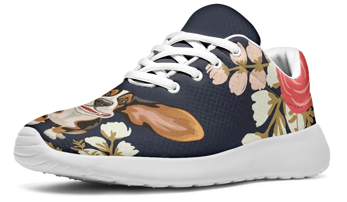 Floral Basset Hound Sneakers